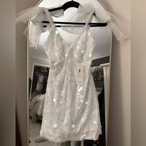 Sequin White Bridal Slip Dress